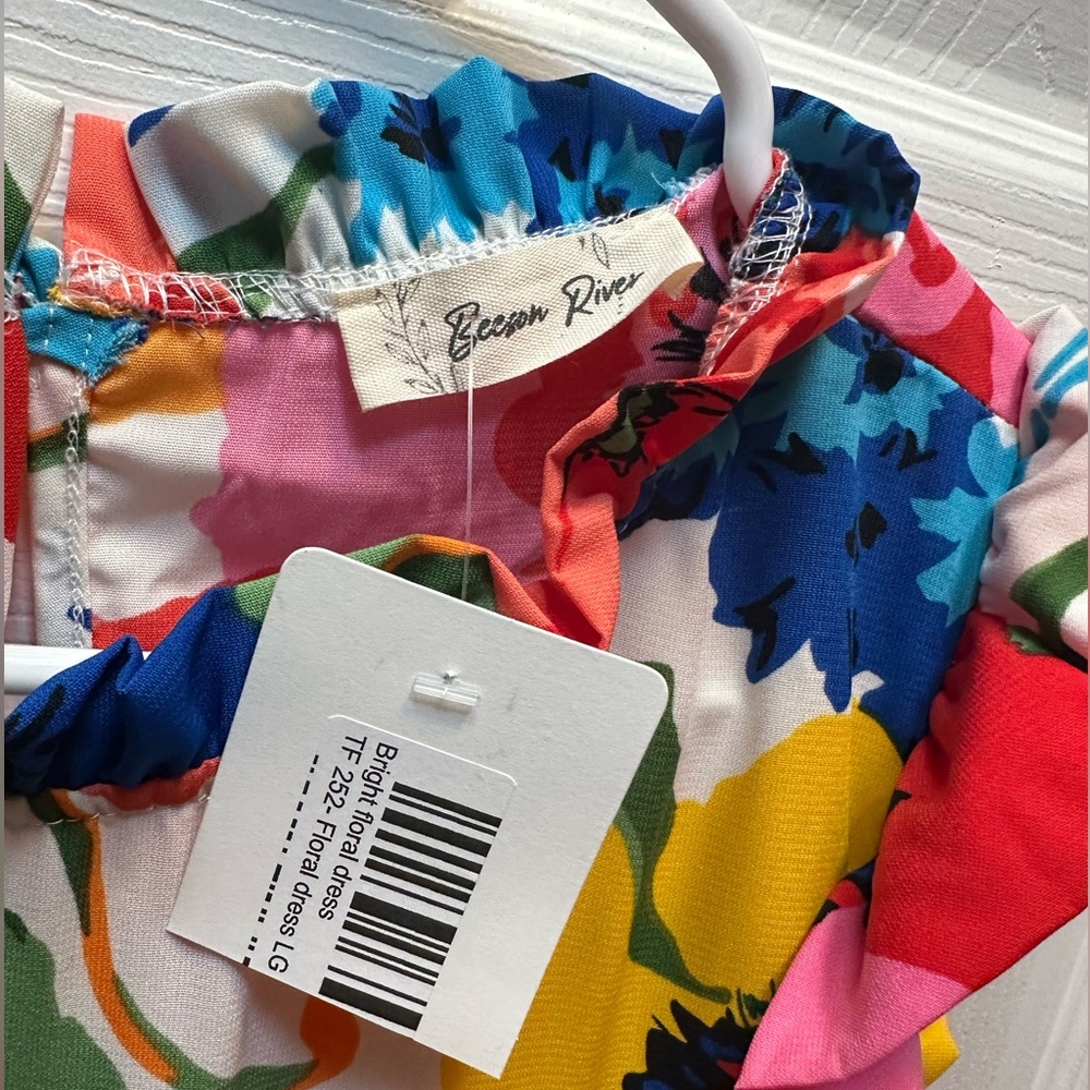 Beeson River Coral & Multicolor Floral Ruffle Dress - Picture 2 of 3